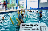 Piscina térmica em manutenção 