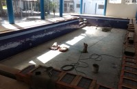 Manutenção da piscina térmica em andamento